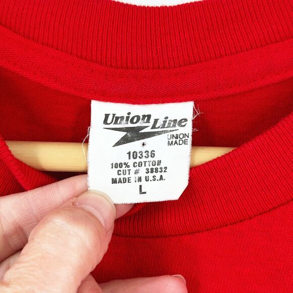 Vintage Carpenters Union Line T-Shirt Large Local 1977 USA Skull Double Sided - Picture 4 of 7